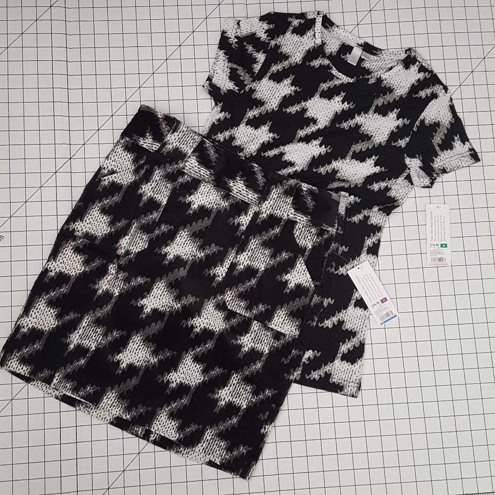 Target Houndstooth Corduroy Skirt T Shirt top Set M Go Black & White lot NWT